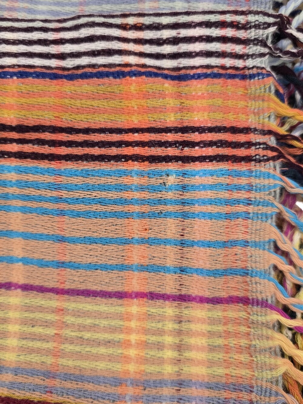 Wallace & Sewell handwoven multicolored striped scarf With fringe Wool Cashmere - Picture 3 of 9
